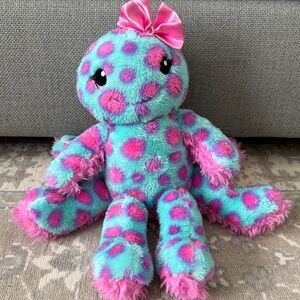 Rare Build a Bear Inky Octopus 16" Stuffed Blue Pink Plush Animal Toy -Bow